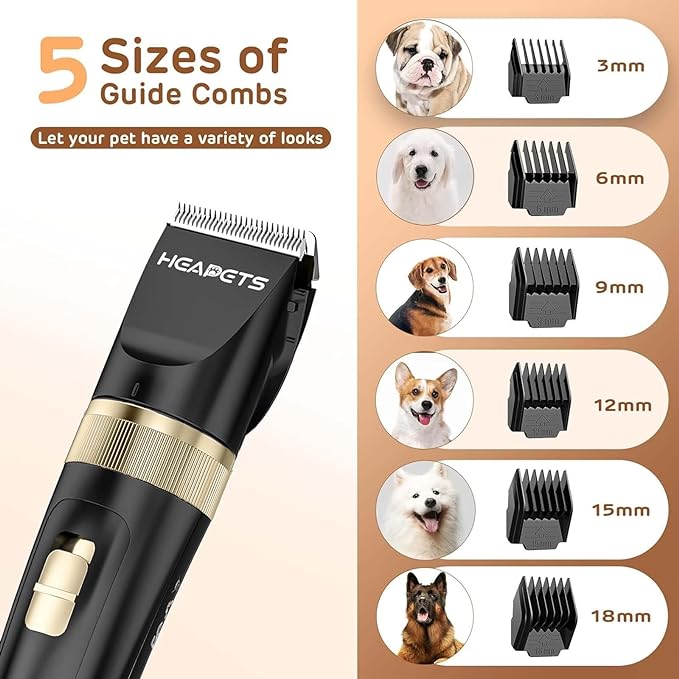 Dog Clippers for Grooming, 2 Pack Pet Hair Trimmers with 2 Speed Grooming Mode, Rechargeable, Cordless, Electric Quiet, Suitable for Dogs Cats (Black)