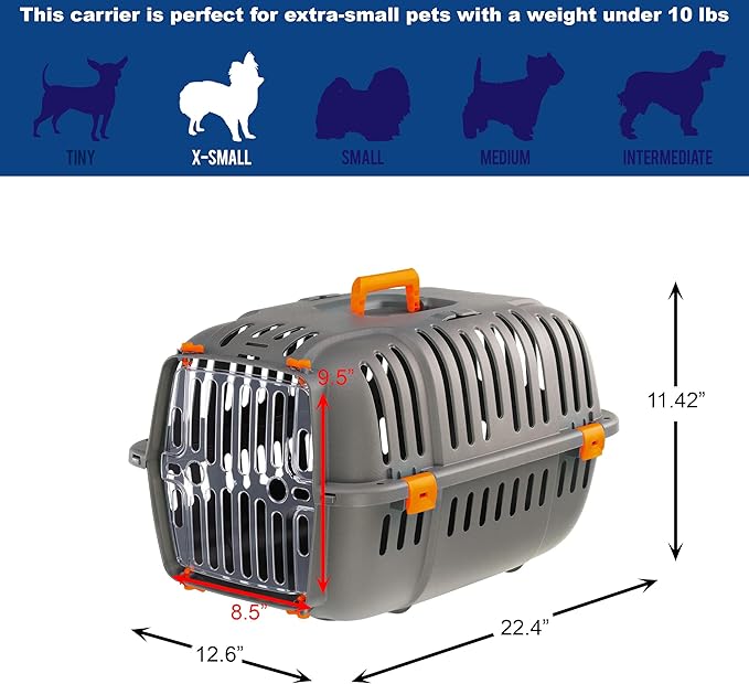 Ferplast Jet Pet Carrier: Value Dog Carrier Suitable for XS Dog Breeds & Small Cats, Assembled Dimensions: 22L x 14.5W x 13H inches, Orange, (73043023PBUS)
