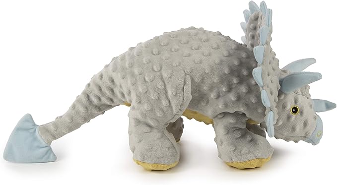 goDog Dinos Frills Squeaky Plush Dog Toy, Chew Guard Technology - Gray, Extra Large