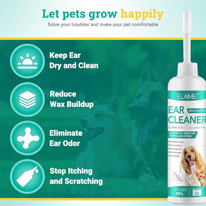 Dog Ear Cleaner, Removal Ear Powder for Pets Dog Ear Yeast Infection Treatment for Puppy Cats Dogs Cleans & Remove Odors