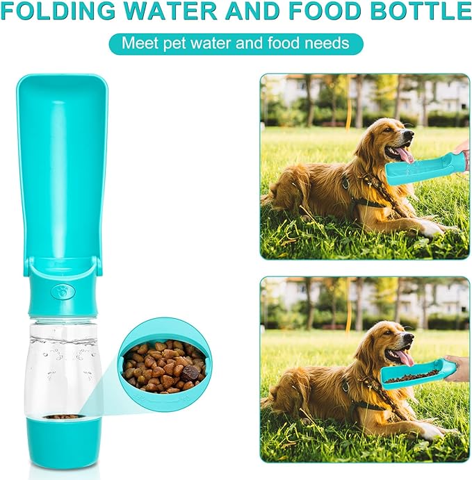 Dog Water Bottle with Food Container - Portable and Multifunctional Dog Water Dispenser for Cats Puppy Drinking and Eating, Detachable Design Combo Cup for Pet Outdoor Walking Travel Hiking