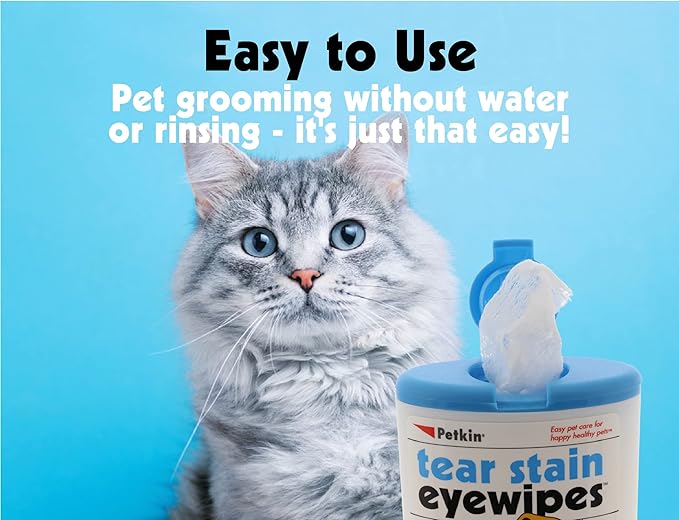 Petkin Pet Eye Wipes, 30 Moist Wipes - Gentle Eye Cleaning Wipes Remove Dirt, Discharge, & Tear Stains - Super Convenient Pet Wipes for Dogs, Cats, Puppies & Kittens - Ideal for Home or Travel