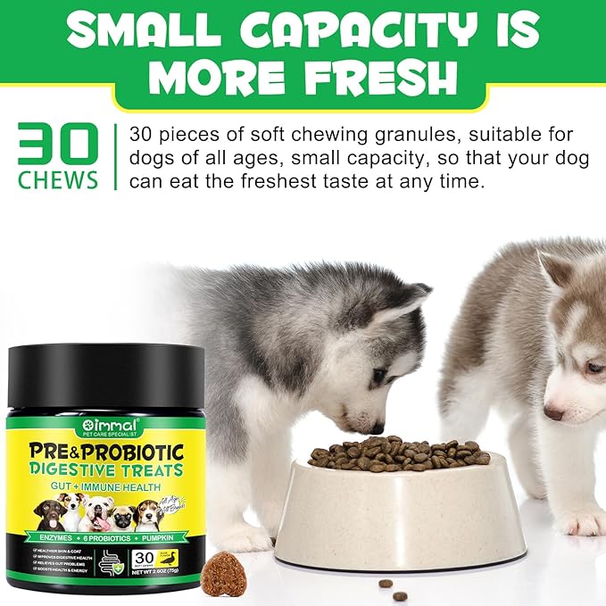 Probiotics for Dogs,Dog Probiotics for Digestive Enzymes, Gut Health,Itchy Skin, Allergies, Yeast Balance,Probiotics Chew for Dogs,Dog Probiotics for Small, Medium and Large Dogs, 30 Count,Duck Flavor