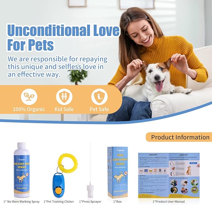 8 oz Pet Deterrent Spray - Solution to Prevent Anywhere Urination - Effective Pet Training Aid - Not Here Dog Spray - Prevent Inappropriate Marking