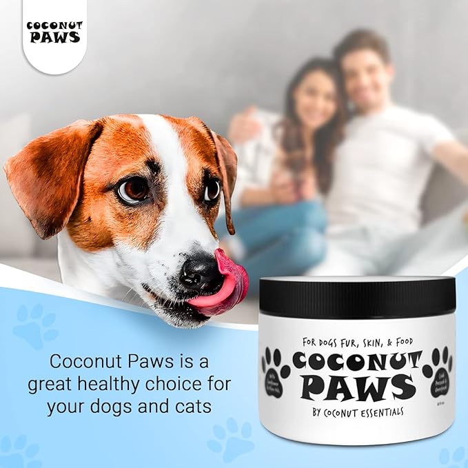 Coconut Paws, Organic Dog Essentials, with Coconut Oil, Olive Oil and Sunflower Oil, for Dog’s Skin, Hair, Ears, Teeth, and Nails, Dog Paw Balm and Nose Balm, 8 fl oz