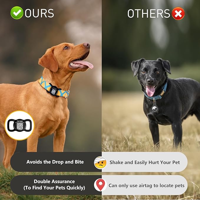 Dog Airtag Holder with QR Code Pet ID Tags,Airtag Dog Collar Holder Dog Tags Personalized Pet Online Profile for Pet Collar,Cat Dog Collar Airtag Holder Cat Dog Name Tag for Pets (Black)