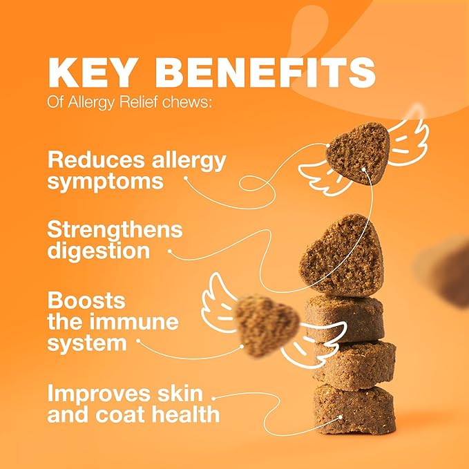 Dog Allergy Relief Chews - Itch Relief for Dogs - Dog Allergy Chews - US Formulated Dog Itching Skin Relief with Salmon Oil - Anti Itch, Immune Health, Seasonal Allergies & Hot Spots Support Treats