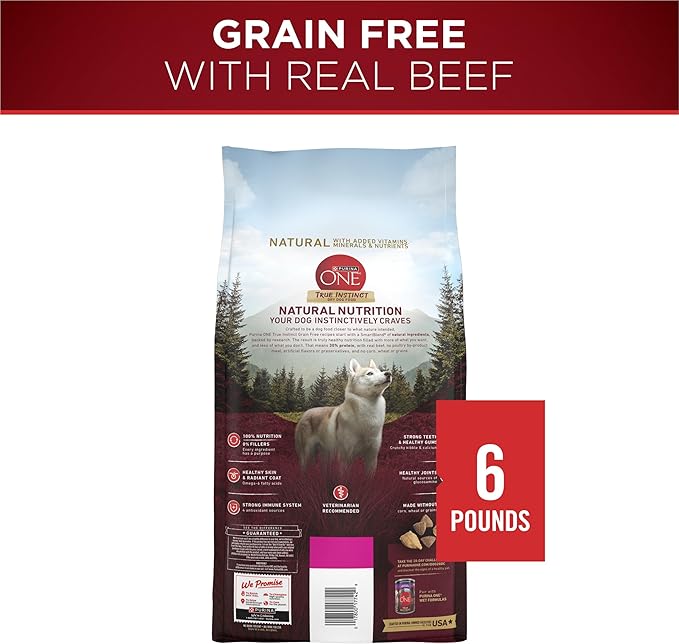 Purina ONE Grain Free Natural Dry Dog Food, True Instinct With Real Beef - 6 lb. Bag