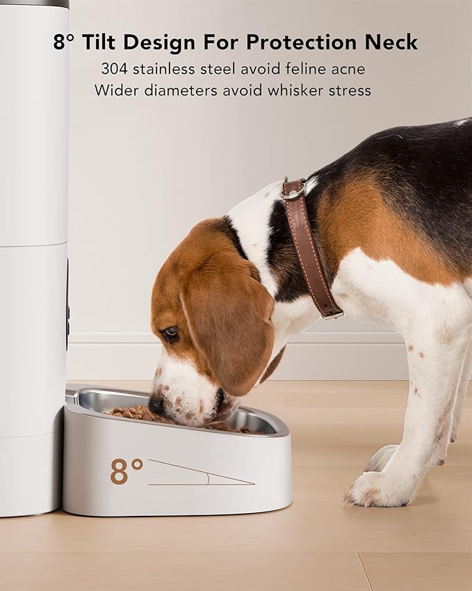 PETLIBRO Automatic Dog Feeder, 6L Dog Food Dispenser with Timer Interactive Voice Recorder, Auto Dog Feeder with Desiccant Bag 1-4 Meals Dry Food, White Opaque