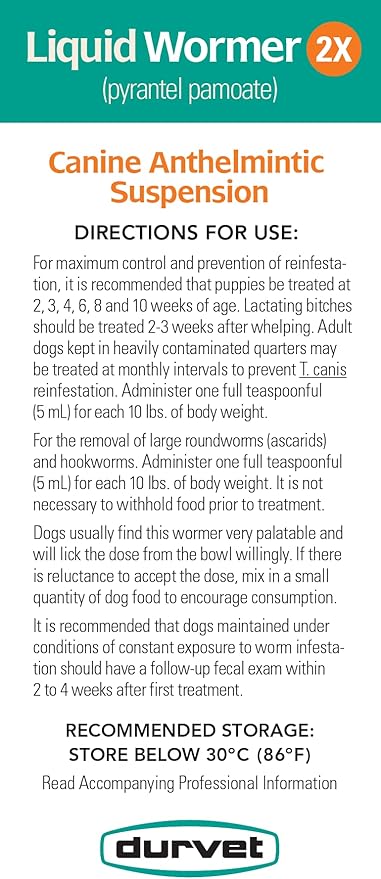 Liquid Wormer 2X Durvet Puppy Dewormer (2 oz) For Young Puppies & Adult Dogs (All Life Stages)