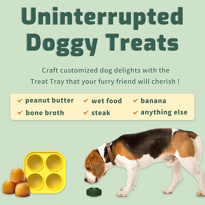 Frozen Treat Tray Mold, Freezable Fillable Rubber Molds Freeze Refill Treats for Treat Dispensing Dog Toy, Treat Dispensing Refillable Homemade Freezable Dog Food, Yellow