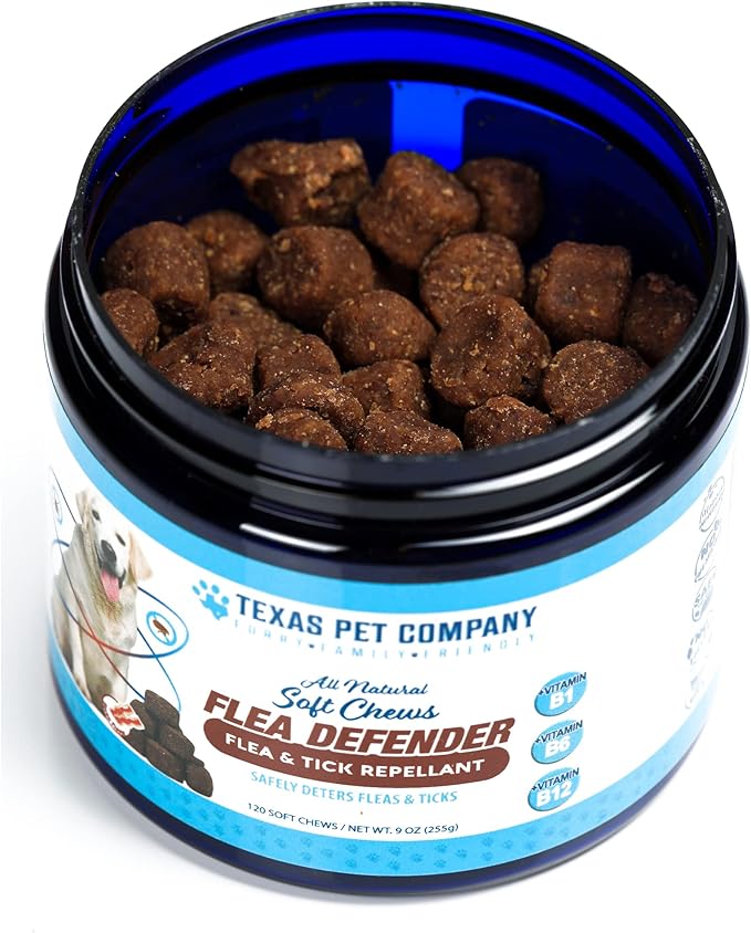 Flea and Tick Prevention for Dogs Chewables Supplement - Made in USA - Natural Flea & Tick Control for Dogs - Oral Flea Pills for Dogs - Flea Defense - All Breeds & Ages