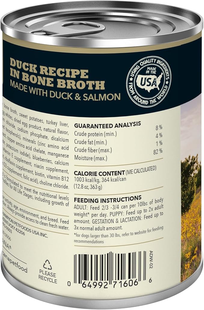 ACANA Premium Chunks Wet Dog Food, Duck Recipe in Bone Broth, 12.8oz (Case of 12)