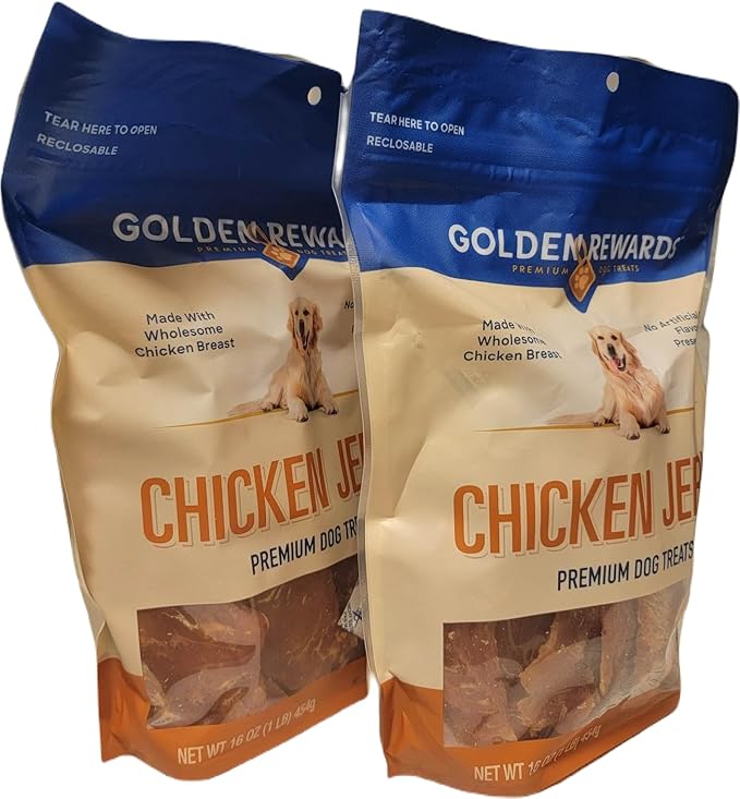 Golden Rewards Premium Chicken Dry Jerky Treats for All Dogs, 16 oz(Pack of 2/ 32oz Total)