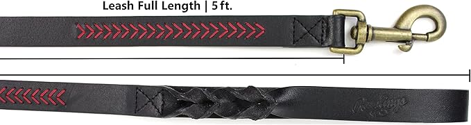 Rawlings | Baseball Stitch Leather Dog Leash | 5 Ft. | Multiple Colors