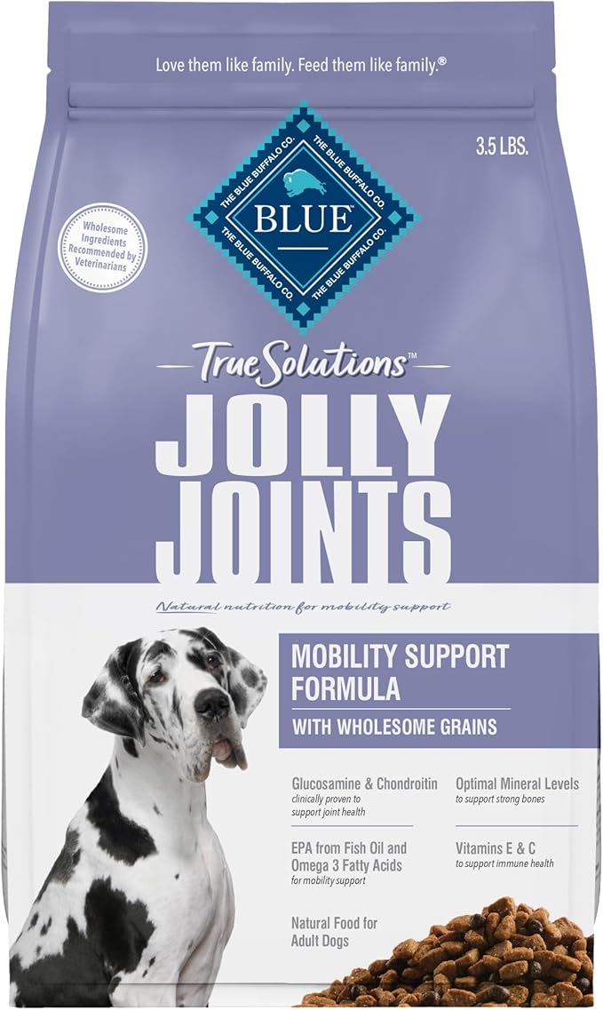 Blue Buffalo True Solutions Jolly Joints Adult Dry Dog Food, Supports Joint Health and Mobility, Made in the USA with Natural Ingredients, Chicken, 4-lb. Bag