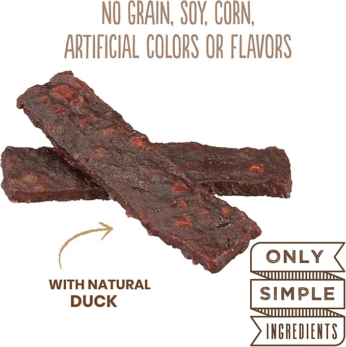 Cloud Star Wag More Bark Less Grain Free Jerky Dog Treat, Meat Treats Made in The USA, Duck & Apple 20 oz.