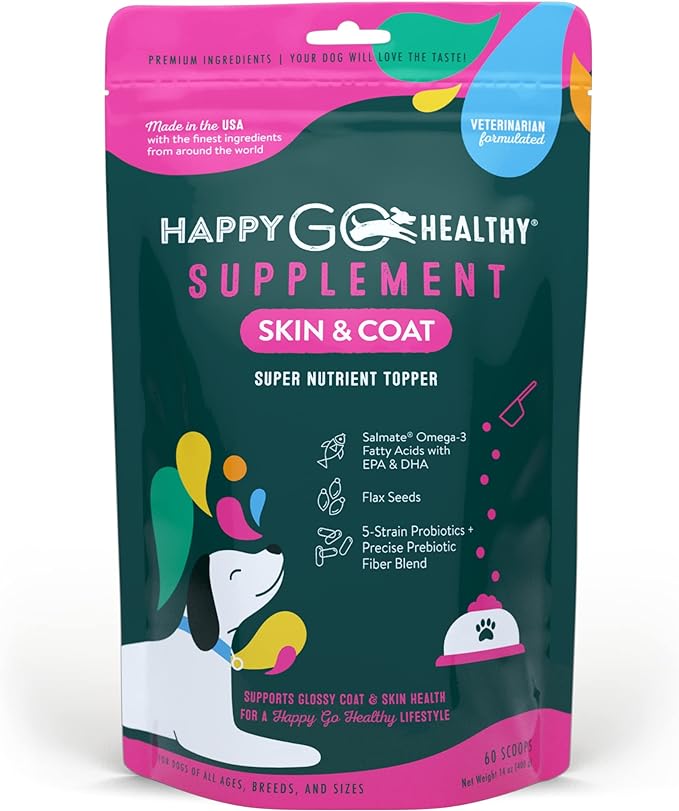 Skin & Coat Supplements for Dogs | Probiotic & Prebiotic Benefits with Wild Salmon Omega 3s to Help Your Dog Shine from The Inside Out | All Breeds, Ages and Sizes | 60 Count