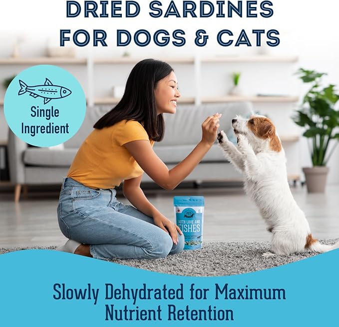 Sardines for Dogs & Sardines for Cats (7.4 oz, Pack of 1) - Dehydrated Single Ingredient Dog Treats - Natural Dog Treats, Grain Free