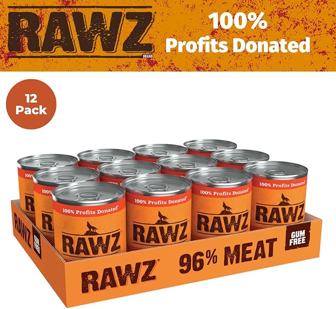 Rawz 96% Meat Canned Wet Food for Dogs 12 Pack/ 12.5 oz. Cans (Turkey/Turkey Liver)