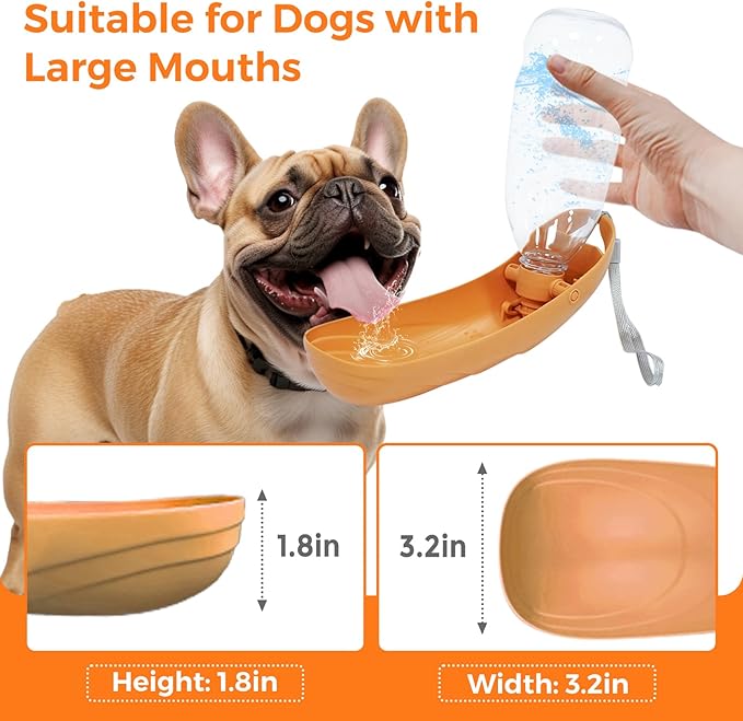 2Pack Dog Water Bottle, 19oz Collapsible Dog Travel Water Bottle, Portable Dog Water Dispenser with Foldable Drinking Cup Bowl for Walking, Hiking, Lightweight, Leak-Proof, BPA Free, Orange
