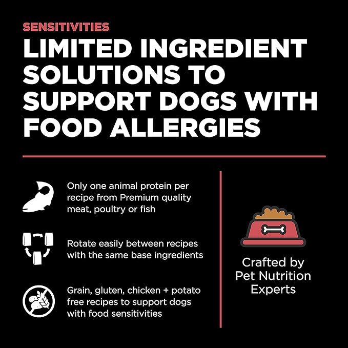 GO! SOLUTIONS Sensitivities – Salmon Recipe – Limited Ingredient Dog Food, 3.5 lb – Grain Free Dog Food for All Life Stages – Dog Food to Support Sensitive Stomachs