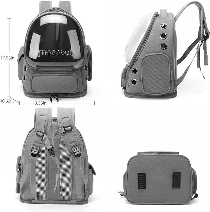 Cat Carrier Backpack Dog Backpack Carrier for Small Dogs,Pet Bubble Backpack Bag with Air Holes Airline Approved Travel Carrier(Grey)
