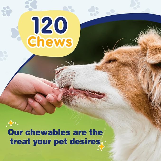 Omega 3 for Dogs with Salmon Oil, 118 Chewable Fish Oil for Dogs Skin and Coat - Dog Allergy Relief, Hot Spot Treatment, Anti Shedding, Hip & Joint Support with EPA & DHA, Biotin, Vitamin E