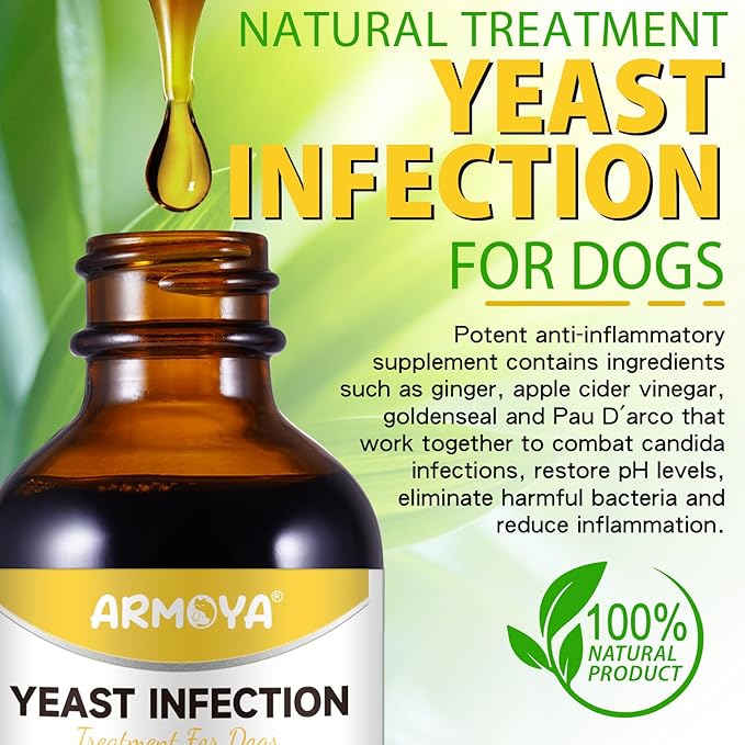 Natural Yeast Infection Treatment for Dogs, Dog Ear Infection Treatment, Dog Allergy Relief, Helps to Support Itch Relief, Inflammation Relief & More, Ear Infection Treatment for Dogs - 2 fl oz