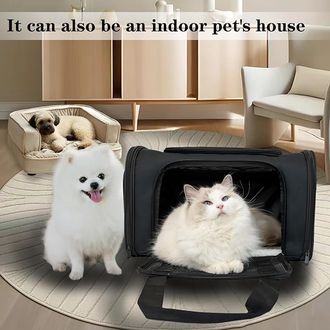 Dog Cat Carrier Pet Carriers for Small Medium Large Cats Dogs Carrier Soft Sided Small Puppy Dog Carrier Portable Foldable Airline Approved Dog Cat Travel Carrier Black Medium