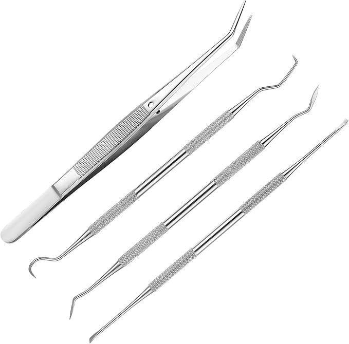 4 Pieces Dog Dental Tools, Pet Tooth Scaler and Scraper Stainless Double Headed Professional Tarter Removing Tool Scraper Pet Teeth Cleaning Tools Tartar Remover for Dog and Cat