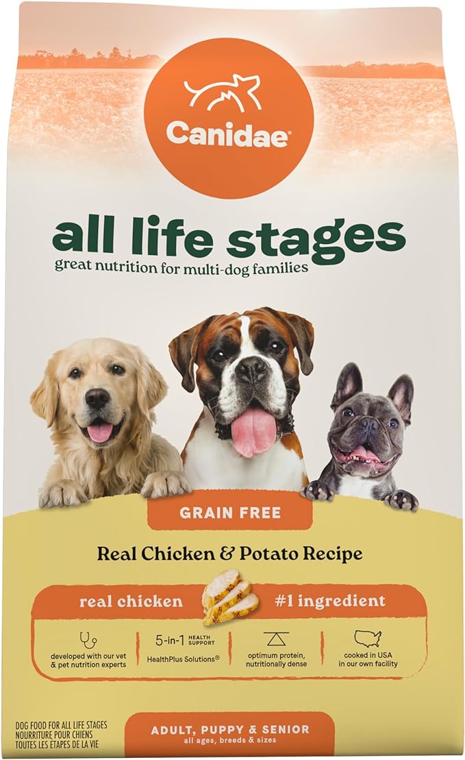 Canidae All Life Stages Real Chicken & Poato Recipe – High Protein and Grain-Free Premium Dry Dog Food for All Ages, Breeds, and Sizes– 24 lbs.