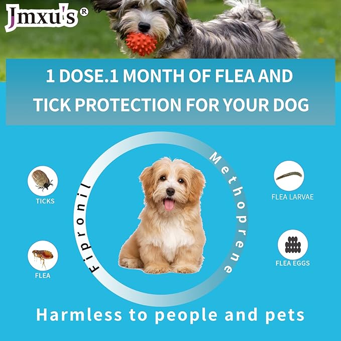 Flea and Tick Prevention for Dogs, Small Dog Flea & Tick Control with Fipronil, Long-Lasting and Fast-Acting Topical Flea & Tick Treatment Drops for Puppies, 5 to 22 lbs, 3 Doses