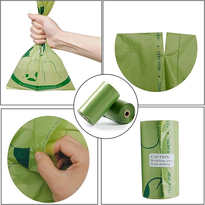 Metal Dog Poop Bags Holder Aluminum Poo Bags Dispenser with Pet Waste Bags 3 Leash Clasp and Elastic Rope for Used Bags(1 Holder 135 Bags,Silver)