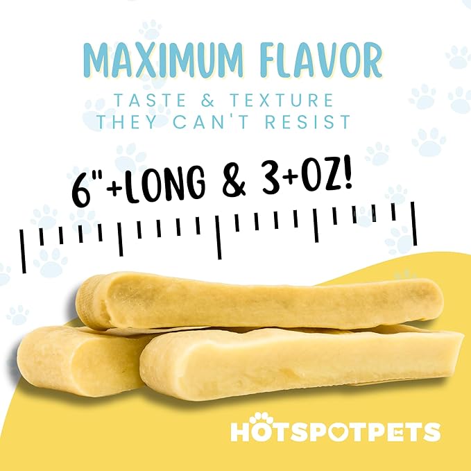 hotspot pets Large Yak Chews for Dogs - Premium Long Lasting Himalayan Dog Chews Bones for Aggressive Chewers - All Natural Rawhide Free Yak Cheese Dog Treats (Large - 6 Pack)