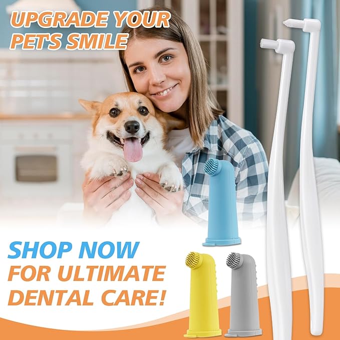 Pet Dental Care Kit: Complete Oral Hygiene with Specialized Brushes, Latest Thumb Brush Design, and Vibrant Colors!