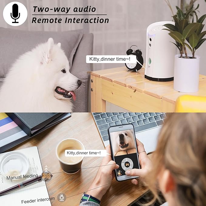SKYMEE Dog Camera Treat Dispenser, 5GWiFi Remote Pet Camera with Two-Way Audio and Night Vision