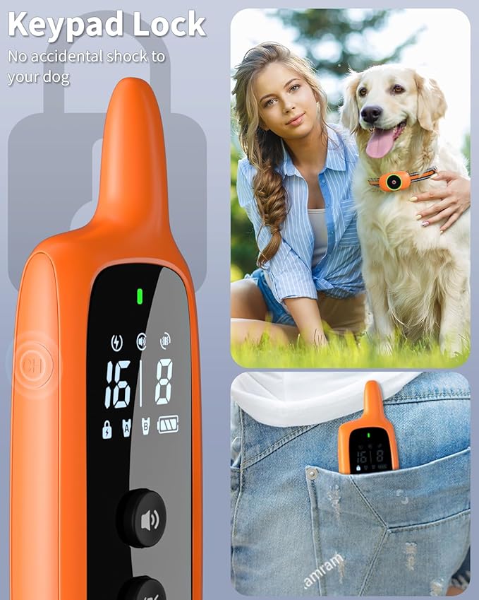 Dog Shock Collar for 2 Dogs, Dog Training Collar with Remote for Large Medium Small Dogs, Rechargeable E-Collar Waterproof Collars with 3 Training Modes, Range up to 3300Ft-Orange