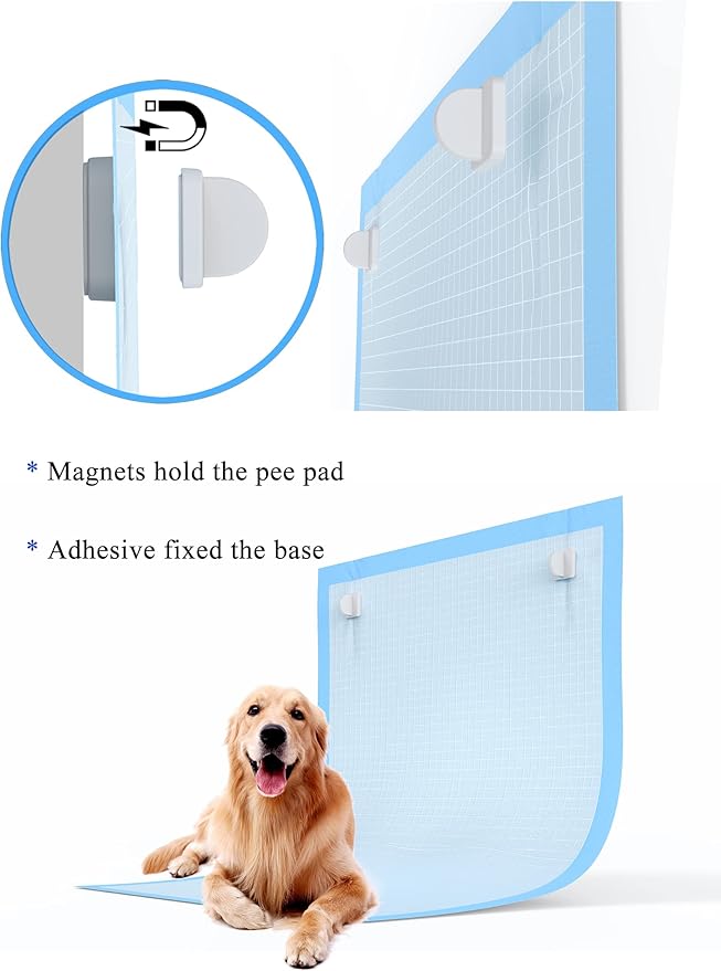 Pee Pad Holder for Dogs Potty Training Pad Magnetic Wall Holder for Leg-Lifting Dogs & Marking in The House Compatible with Any Size of Puppy Pee Pads (White)