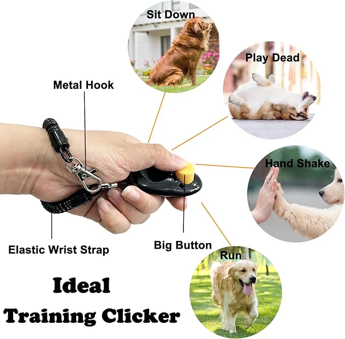 2 Pack Dog Poop Bag Holder, Poop Bag Holders for Leashes, CAKOVANO Pet Dog Waste Bag Dispenser Leash Attachment – Fits Any Dog Leash – Includes 2 Pack Poop Bag Dispenser & 2 Dog Training Clickers