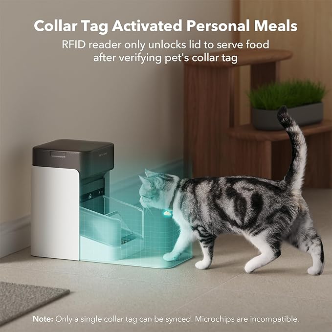 PETLIBRO 2 Packs RFID Automatic Cat Feeders, 5G Wi-Fi 2 Packs Automatic Pet Feeders, 3L 2 Auto Cat Feeders with Light Collar Tag, Tag Activated 2 Automatic Cat Food Dispensers 1-10 Meals Control