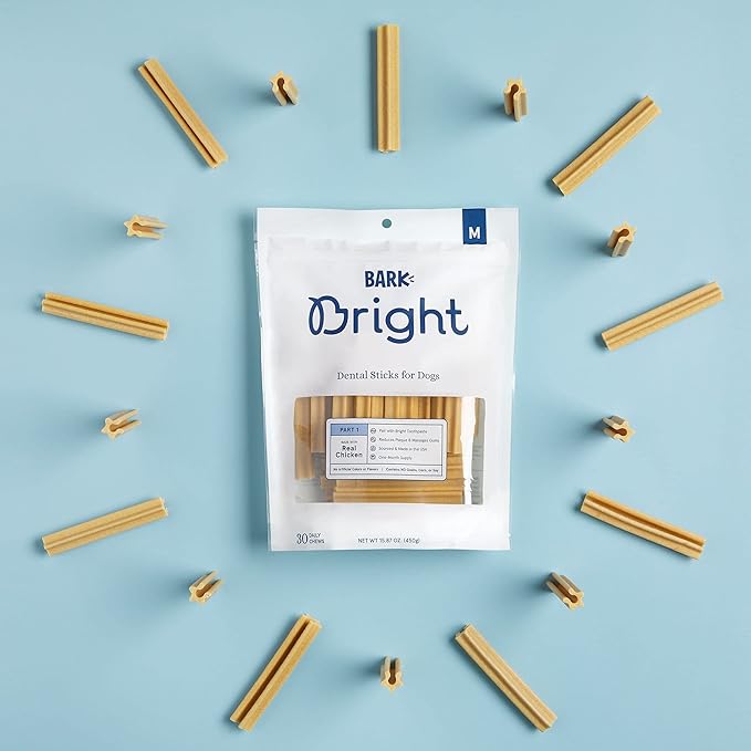 Bark Bright Dental Sticks for Medium Dogs Chews, 15.87 oz, Count of 30