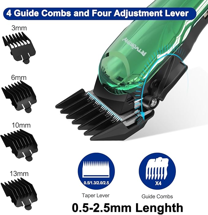 Dog Clippers for Grooming - Dog Grooming Kit for Heavy Thick Hair Coats Low Noise Dogs Shaver Clippers with Cloth Upgraded Professional Rechargeable Cordless Electric Quiet Plating Clippers