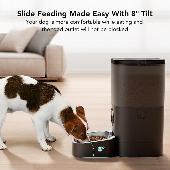 PETLIBRO Automatic Dog Feeder, 6L Dog Food Dispenser with Timer Interactive Voice Recorder, Auto Dog Feeder with Desiccant Bag 1-4 Meals Dry Food, Black Transparent