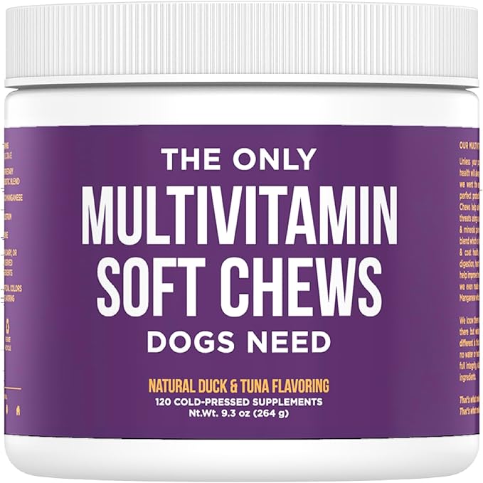 Natural Rapport Dog Multivitamin - The Only Multivitamin Soft Chews That Dogs Need - 120ct Contain Zinc, and Manganese to Support Functions and Keep Dog Healthy