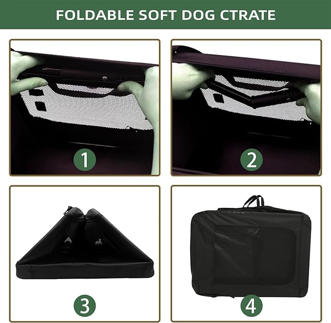 31 inch Soft Collapsible Dog Crate for Medium Dogs, Portable Dog Travel Crate for Indoor & Outdoor, Soft Sided Pet Foldable Kennel Cage with 3-Door Durable Mesh Windows & Strong Steel Frame