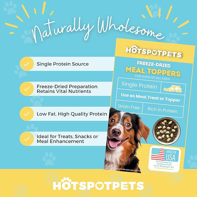hotspot pets Freeze Dried Raw Chicken Meal Toppers for Dogs - Single Protein,All Natural, Grain-Free- Perfect for Training, Topper or Snack - Made in USA - (Chicken Meal Toppers) 1LB Bag