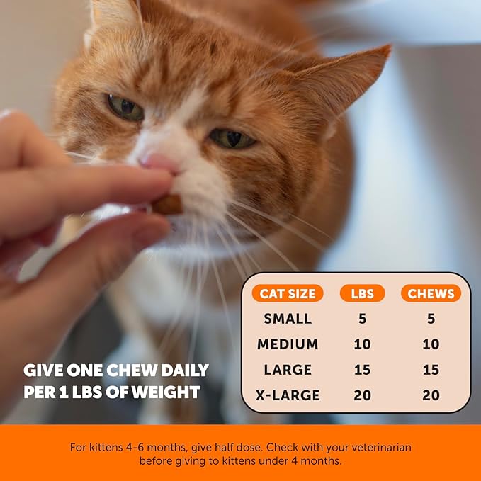 Pet Honesty Cat Hip & Joint Health Chews - Glucosamine for Cats, Cat Joint Support Supplement, Cat Health Supplies & Hip Support, Cat Vitamins for Indoor Cats & Outdoor Cats - Chicken (30-Day Supply)