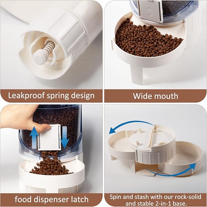 Automatic Cat Dog Feeder and Cat Water Dispenser in Set - Rotating Storage Gravity Pet Water Dispenser for Small Medium Pets Dog Puppy Kitten
