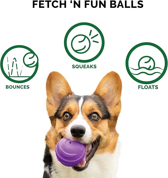 Furhaven 3-Pack 2.5" Squeaky Ball Dog Toys for Small/Medium Dogs, Fits Most Standard Launchers - Fetch 'N Fun TPR Squeaky Ball Toy Set - Space Pack, Set of 3